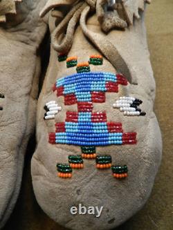 Vintage, Native American, Adult, Low Cut, Beaded Mocassins