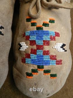 Vintage, Native American, Adult, Low Cut, Beaded Mocassins