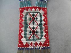 Vintage Native American Athabascan Very Fine Beadwork Necklace Pendant