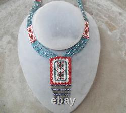 Vintage Native American Athabascan Very Fine Beadwork Necklace Pendant