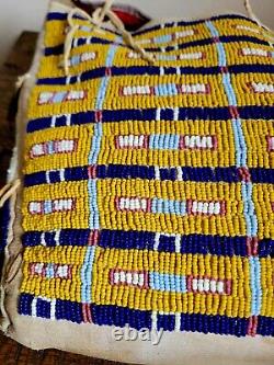 Vintage Native American Beaded Buckskin Possible Bag Very Nice Piece