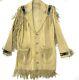 Vintage Native American Beaded Deerskin Jacket Fringe Tooth Claw Button Handmade