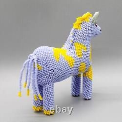 Vintage Native American Beadwork-beaded Blue & Yellow Horse-margie Ghahate-zuni