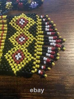 Vintage Native American Glass Beadwork Bag (cellphone Size) With Bell