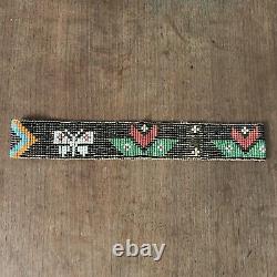 Vintage Native American Hand Beaded Headband Thunderbird Glass Beads WithCard