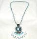 Vintage Native American Handmade Beaded/leather Necklace/turquois Black & White