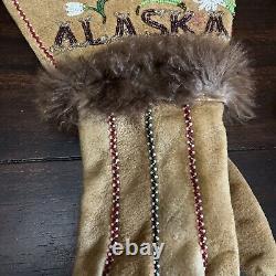 Vintage Native American Ladies Small Beaded Gloves Ophir Alaska