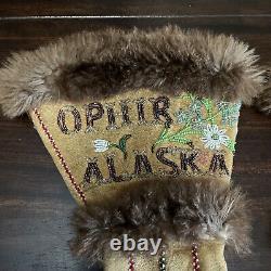 Vintage Native American Ladies Small Beaded Gloves Ophir Alaska