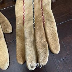 Vintage Native American Ladies Small Beaded Gloves Ophir Alaska