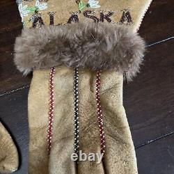 Vintage Native American Ladies Small Beaded Gloves Ophir Alaska