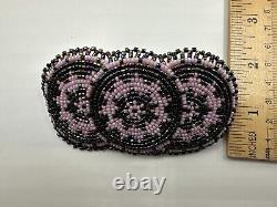 Vintage Native American/Ojibwe 4.25 Beaded Barrette/Glass Beads On Deerskin