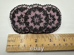 Vintage Native American/Ojibwe 4.25 Beaded Barrette/Glass Beads On Deerskin