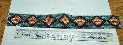 Vintage Native American Seed Bead Belt Handcarved Wood Latch Buckle