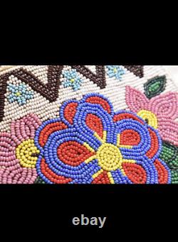 Vintage Smoked Elk Native American 2-Side Beaded 8 X 6 Bag, Fine Beadwork