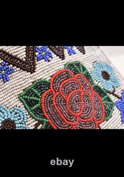 Vintage Smoked Elk Native American 2-Side Beaded 8 X 6 Bag, Fine Beadwork