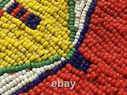 Vtg Native American Bead Beadwork Hand Made Hyde Fringe Tribal Regalia Necklace