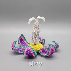 Zuni-Beaded Bunny Inside of Flower by Patsy Waikaniwa-Native American Beadwork