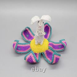 Zuni-Beaded Bunny Inside of Flower by Patsy Waikaniwa-Native American Beadwork