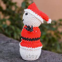 Zuni-Beaded Santa Snowman by Leatrice Cellicion Native American Beadwork